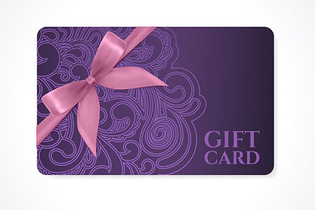 Purple gift card with pink bow